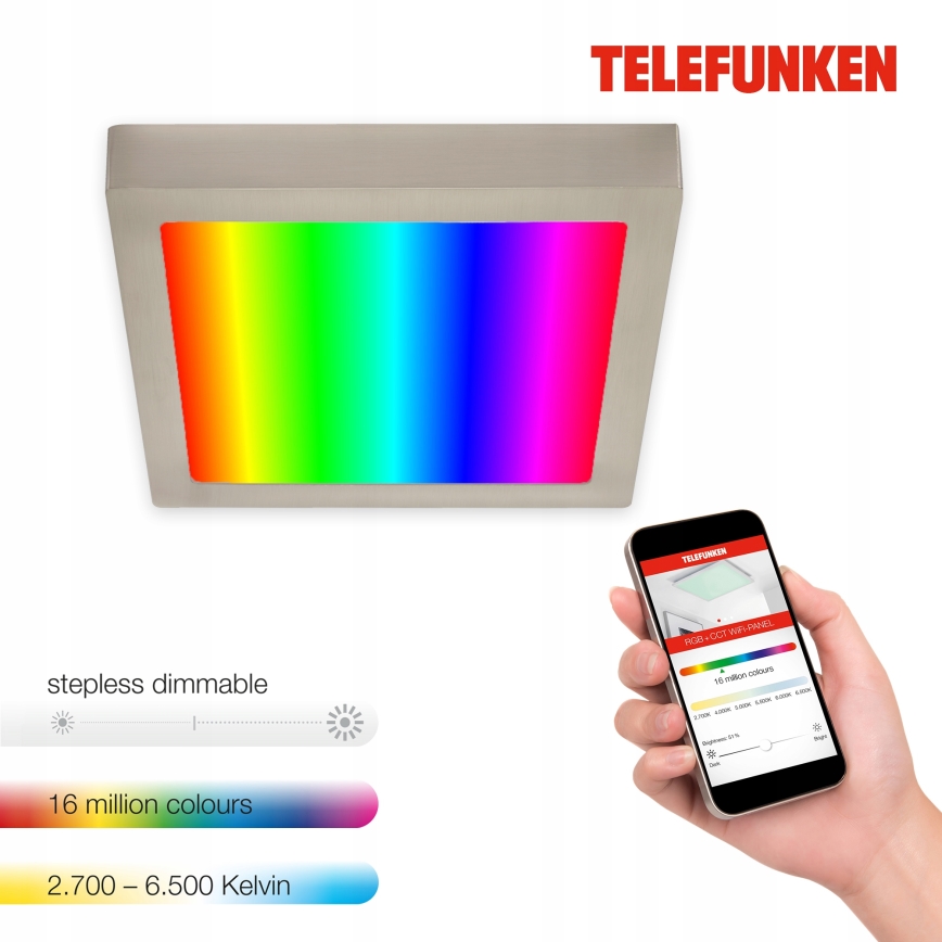 Telefunken 309602TF - Светодиодный потолочный RGBW-светильник с регулированием яркости LED/18W/230V 2700-6500K Wi-Fi Tuya