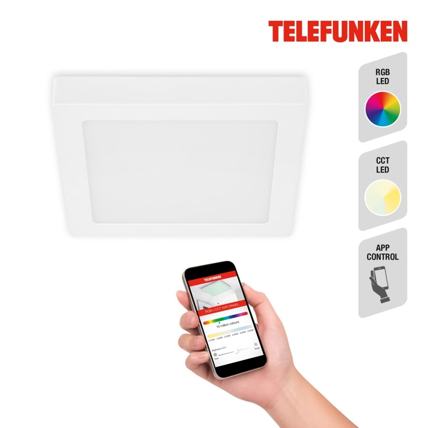Telefunken 309606TF - Стельовий RGBW-світильник з регулюванням яскравості LED/18W/230V 2700-6500K Wi-Fi Tuya