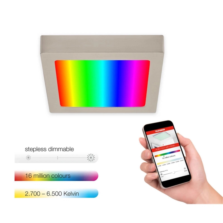 Telefunken 309702TF - Светодиодный потолочный RGB-светильник с регулированием яркости LED/23W/230V 2700-6500 Wi-Fi Tuya матовый хром