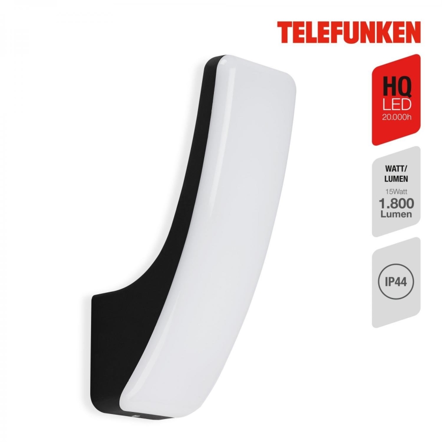 Telefunken 311605TF - Вуличний світлодіодний настінний світильник LED/15W/230V IP44 чорний