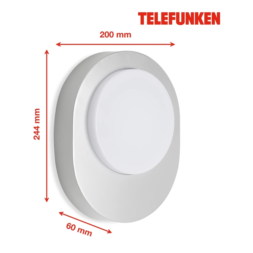 Telefunken 312004TF - Вуличний світлодіодний настінний світильник LED/8W/230V IP44 срібний