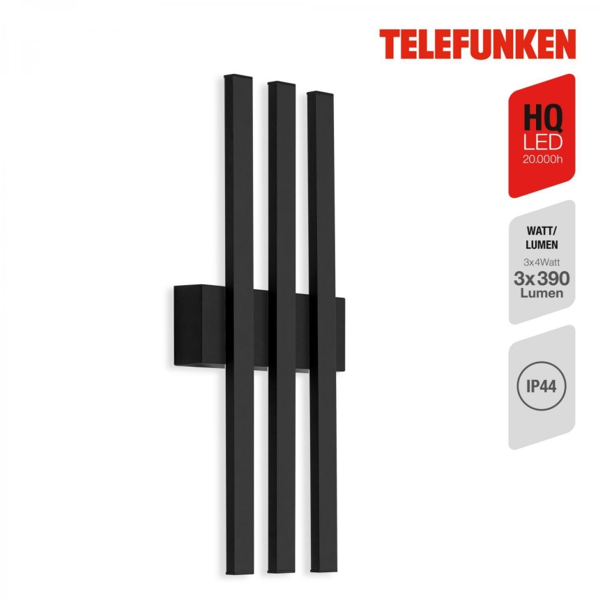 Telefunken 313305TF - Вуличний світлодіодний настінний світильник 3xLED/4W/230V IP44