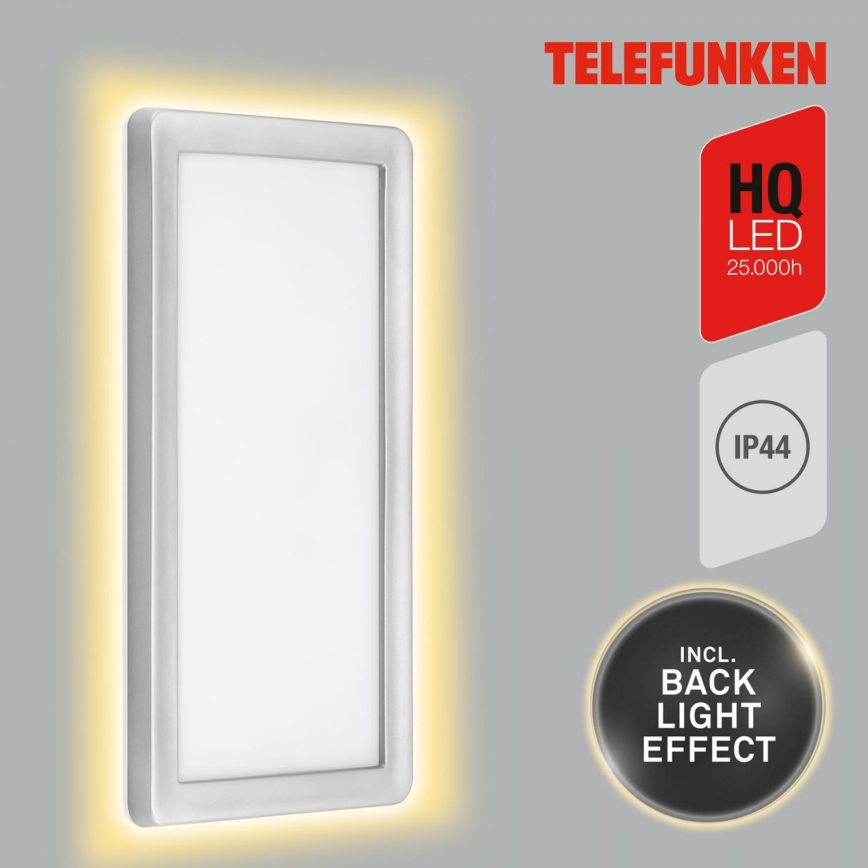 Telefunken 313604TF - Вуличний світлодіодний настінний світильник LED/16W/230V IP44 срібний