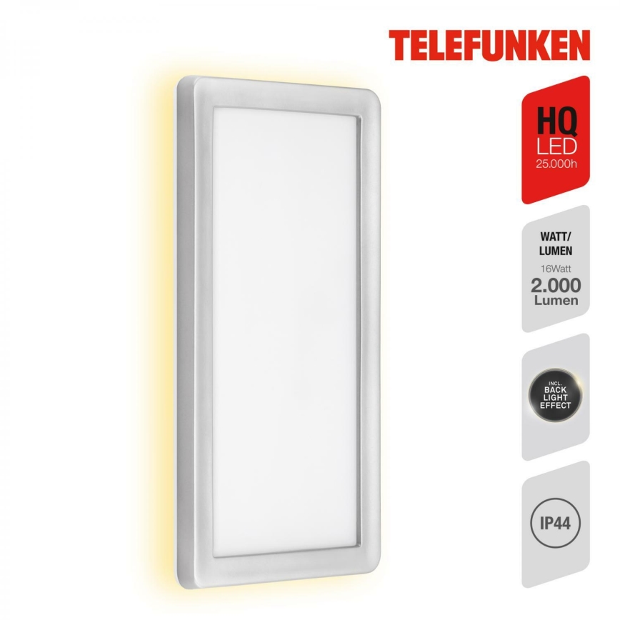 Telefunken 313604TF - Вуличний світлодіодний настінний світильник LED/16W/230V IP44 срібний