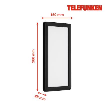 Telefunken 313605TF - Вуличний світлодіодний настінний світильник LED/16W/230V IP44 чорний