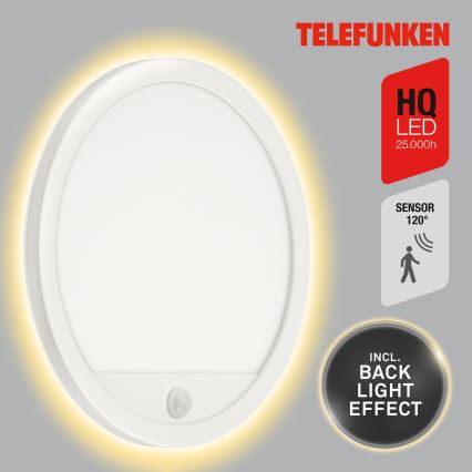 Telefunken 313706TF - LED Вуличний настінний світильник з датчиком LED/15W/230V IP44 білий