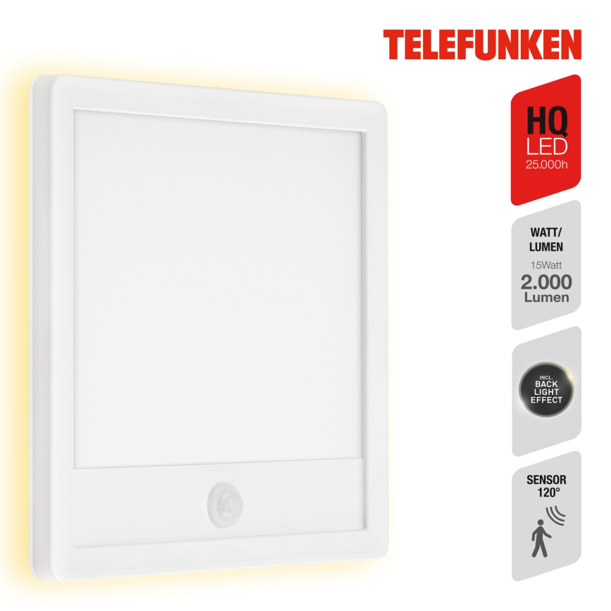 Telefunken 313806TF - Светильник уличный настенный с датчиком LED/15Вт/230В IP44