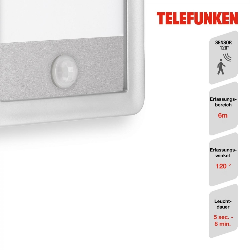 Telefunken 313904TF - Уличный светодиодный настенный светильник с датчиком LED/16W/230V IP44