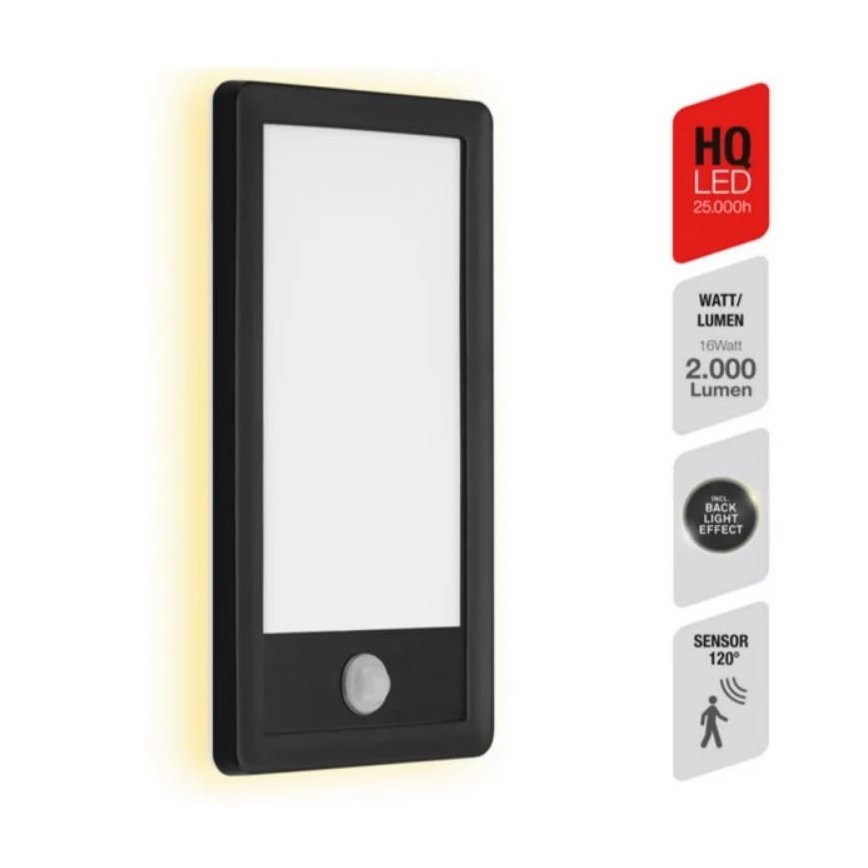 Telefunken 313905TF - Уличный светодиодный настенный светильник с датчиком LED/16W/230V IP44