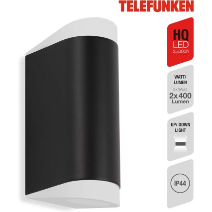 Telefunken 314905TF - Вуличний світлодіодний настінний світильник 2xGU10/5W/230V IP44 чорний
