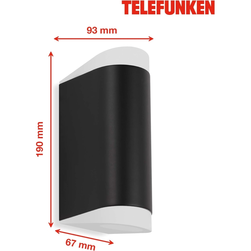 Telefunken 314905TF - Вуличний світлодіодний настінний світильник 2xGU10/5W/230V IP44 чорний