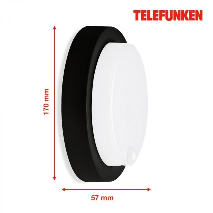 Telefunken 315305TF - Уличный светодиодный настенный светильник с датчиком LED/12W/230V IP44 черный
