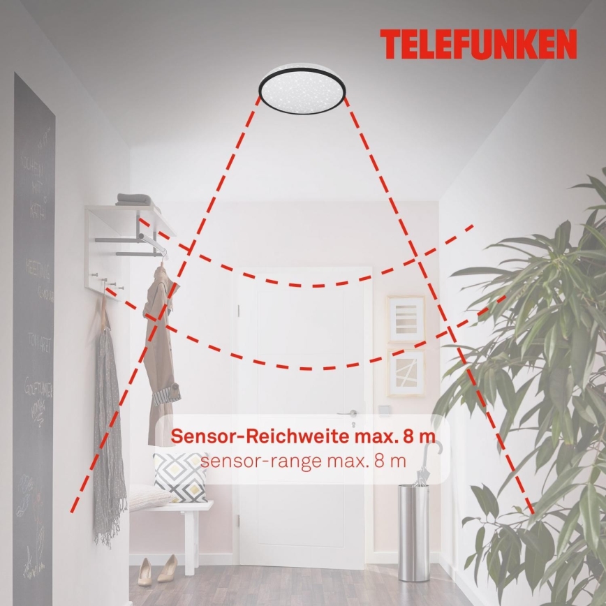Telefunken 318305TF - Светодиодный потолочный светильник для ванной комнаты с датчиком LED/16W/230V IP44 диаметр 28 см