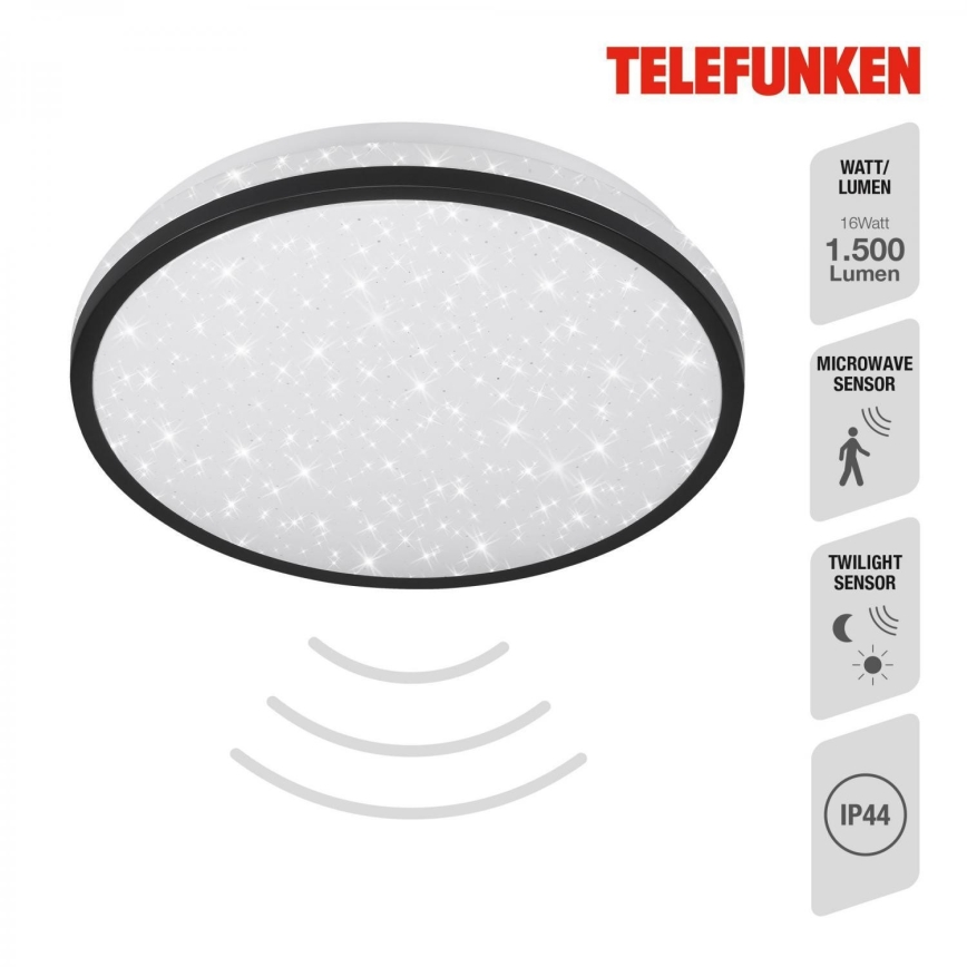 Telefunken 318305TF - Светодиодный потолочный светильник для ванной комнаты с датчиком LED/16W/230V IP44 диаметр 28 см