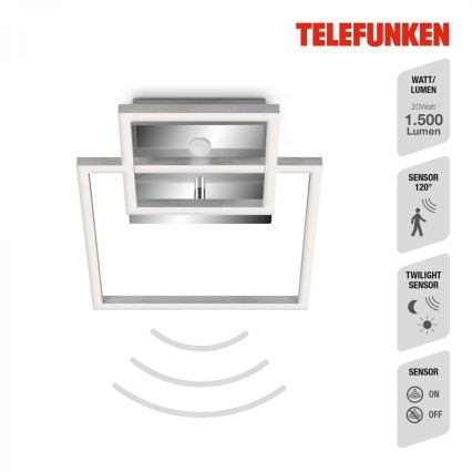 Telefunken 318608TF - Світлодіодний стельовий світильник з датчиком FRAME LED/17W/230V 3000K матовий хром