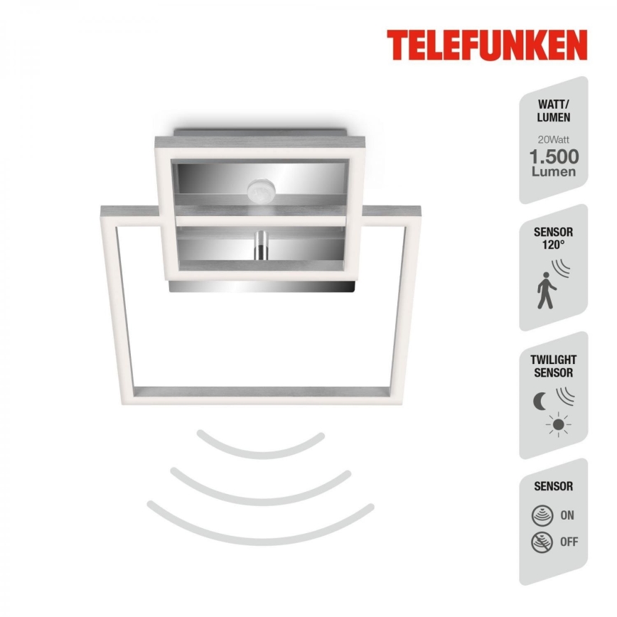 Telefunken 318608TF - Світлодіодний стельовий світильник з датчиком FRAME LED/17W/230V 3000K матовий хром