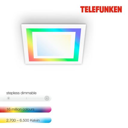 Telefunken 318706TF - RGBW светодиодная диммируемая панель LED/18W/230V 3000-6500K + пульт дистанционного управления