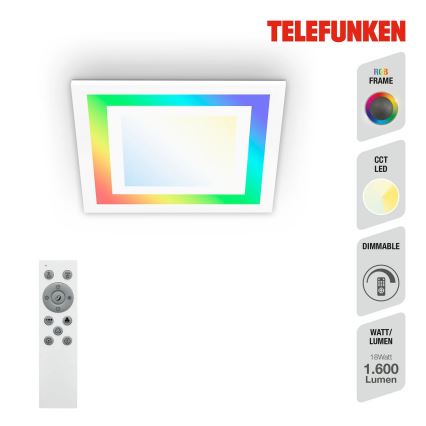 Telefunken 318706TF - RGBW LED‑панель з можливістю димування LED/18W/230V 3000-6500K + пульт дистанційного керування