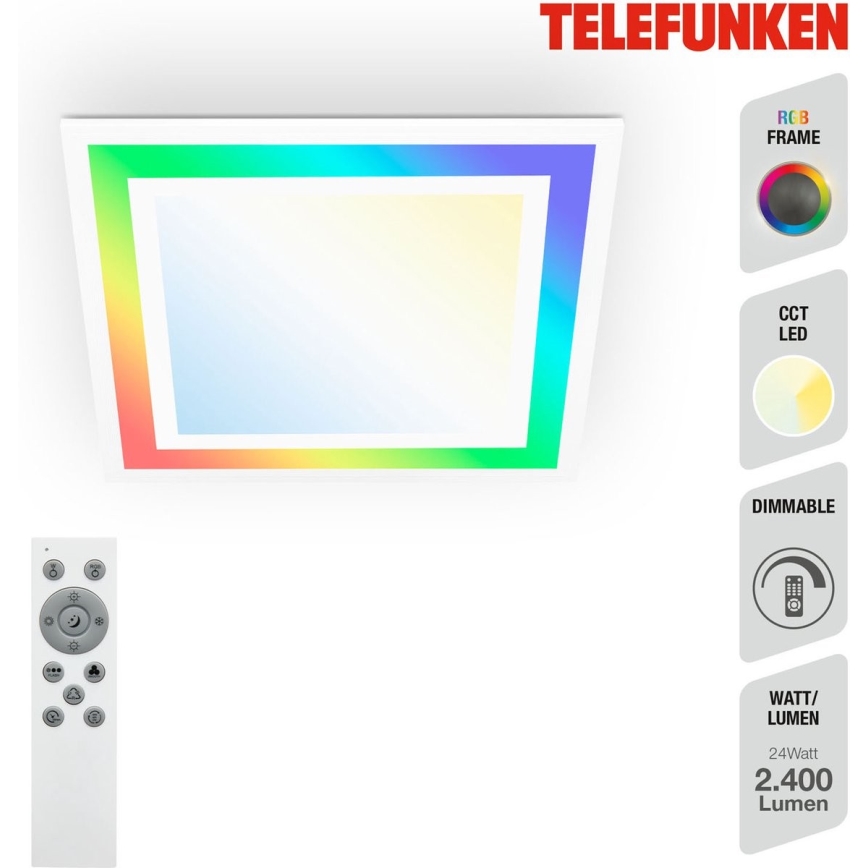 Telefunken 318806TF - Стельовий RGBW-світильник з регулюванням яскравості LED/24W/230V 3000-6500K + пульт дистанційного керування