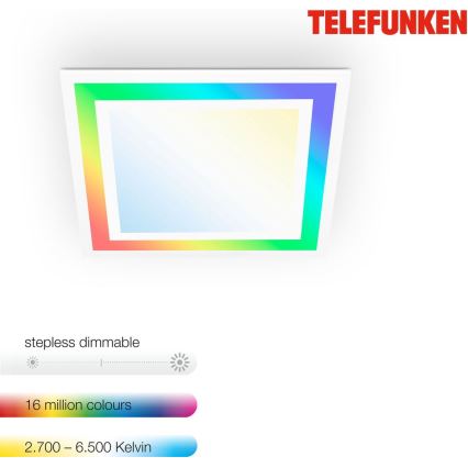 Telefunken 318806TF - Стельовий RGBW-світильник з регулюванням яскравості LED/24W/230V 3000-6500K + пульт дистанційного керування