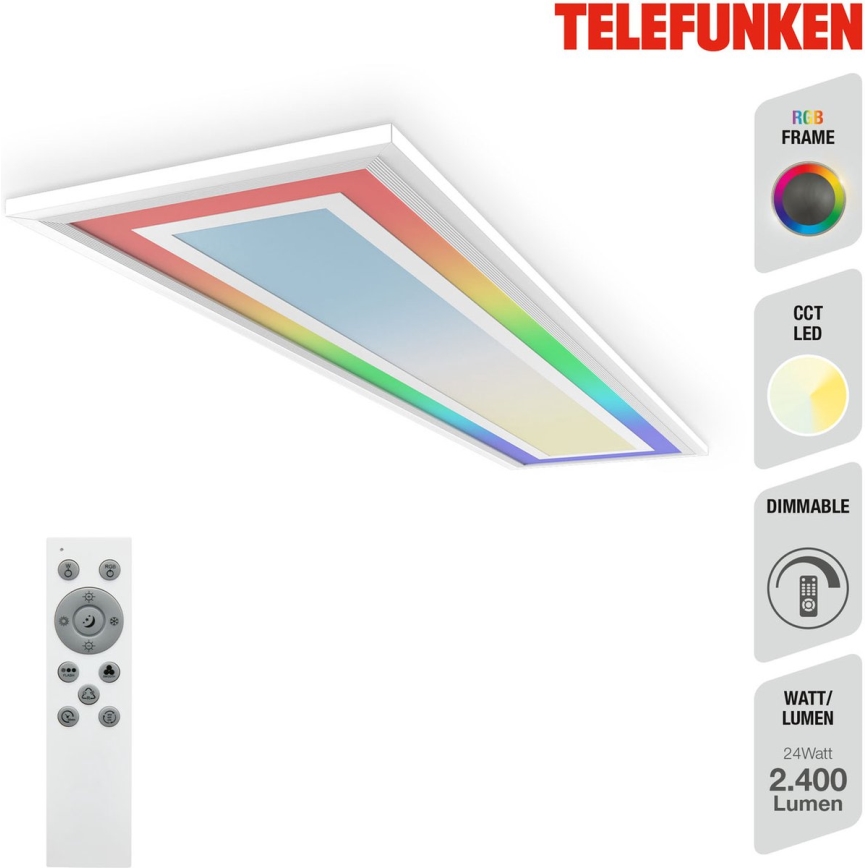 Telefunken 318906TF - LED RGBW диммируемый потолочный светильник LED/24W/230V 3000–6500K 25x100 см + пульт дистанционного управления