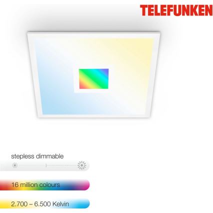 Telefunken 319106TF - Стельовий RGBW-світильник з регулюванням яскравості LED/24W/230V 2700-6500K білий + пульт дистанційного керування