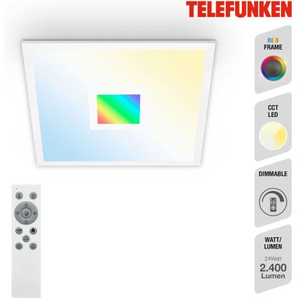 Telefunken 319106TF - Стельовий RGBW-світильник з регулюванням яскравості LED/24W/230V 2700-6500K білий + пульт дистанційного керування