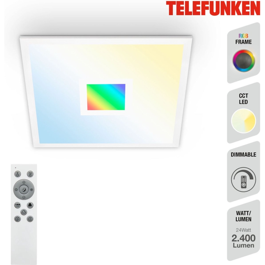 Telefunken 319106TF - Потолочный RGBW-светильник с регулированием яркости LED/24W/230V 2700-6500K белый + дистанционное управление