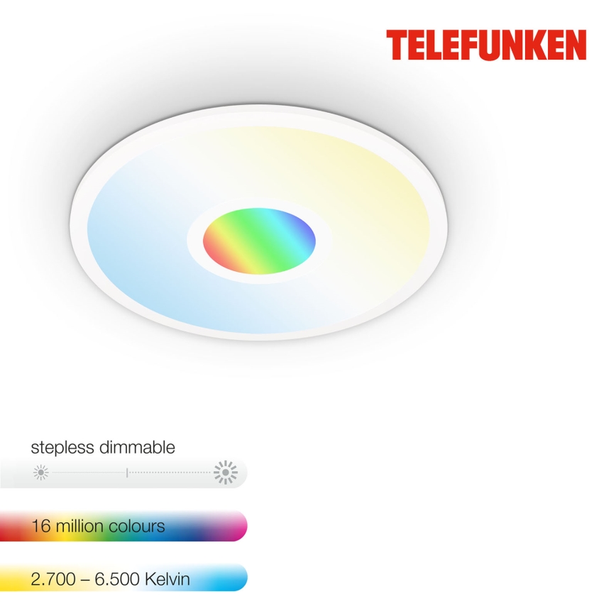 Telefunken 319306TF - LED RGBW Світильник з регулюванням яскравості LED/22W/230V 2700-6500K + пульт дистанційного керування