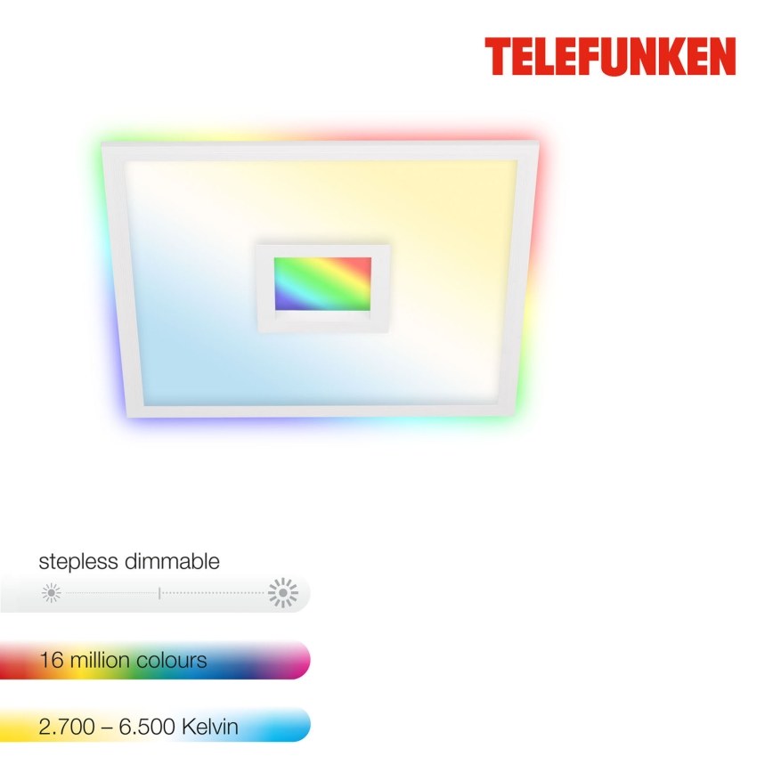 Telefunken 319406TF - Стельовий RGBW-світильник з регулюванням яскравості LED/24W/230V 2700-6500K білий + пульт дистанційного керування