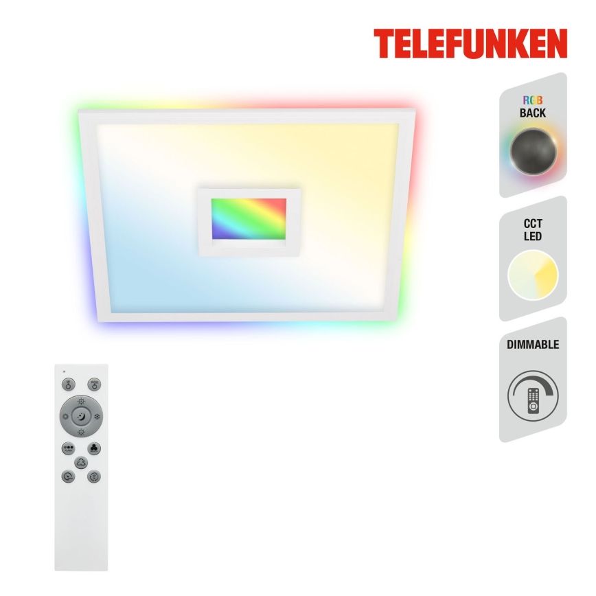 Telefunken 319506TF - Стельовий RGBW-світильник з регулюванням яскравості LED/36W/230V 2700-6500K білий + пульт дистанційного керування