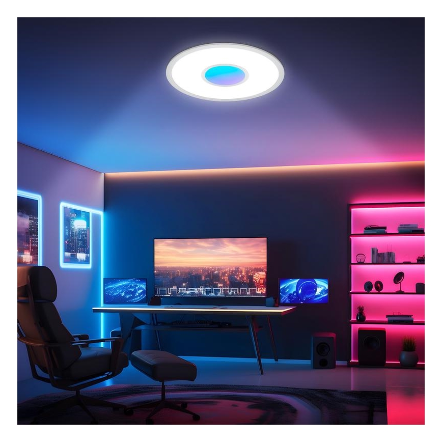 Telefunken 320104TF - LED RGBW стельовий світильник з регульованою яскравістю LED/21W/230V 3000-6500K діам. 45 см + пульт дистанційного керування