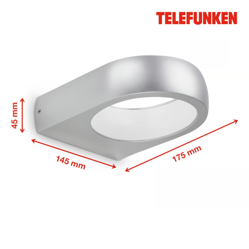 Telefunken 320204TF - LED уличный настенный светильник LED/6,5W/230V IP44 матовый хром