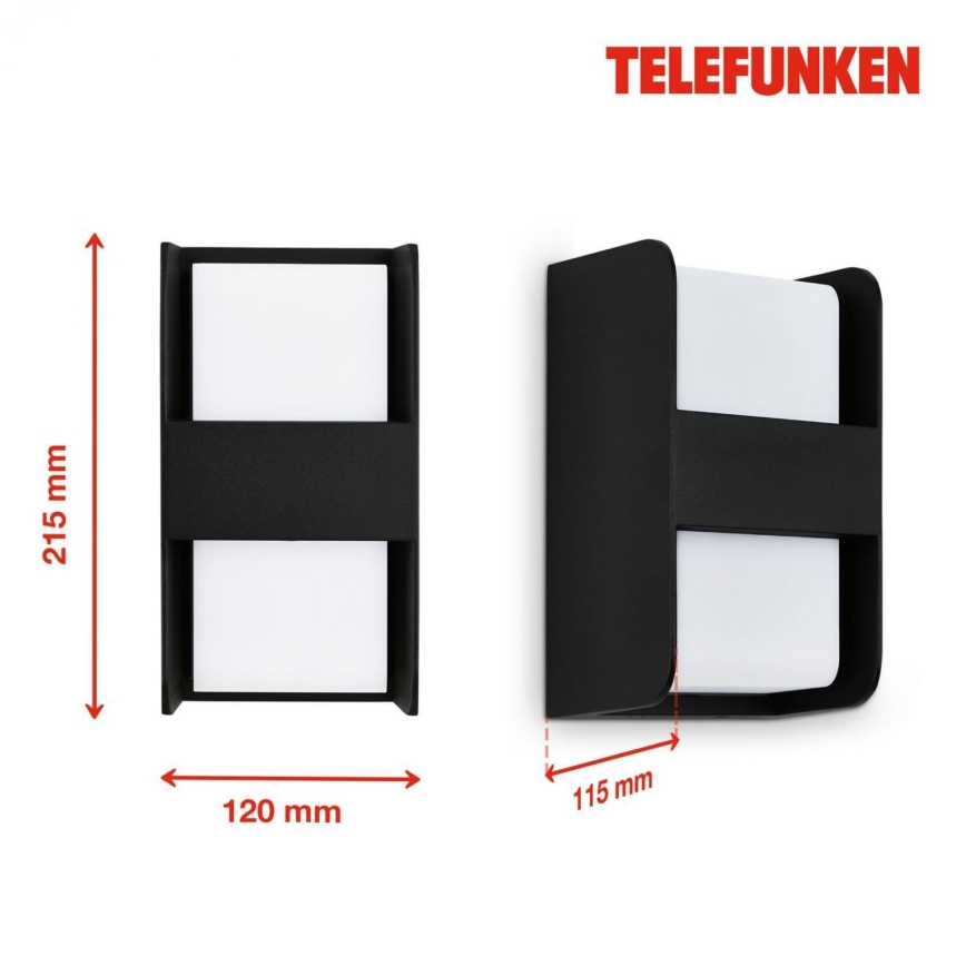 Telefunken 321005TF - Вуличний настінний світильник 1xE27/12W/230V IP44 чорний