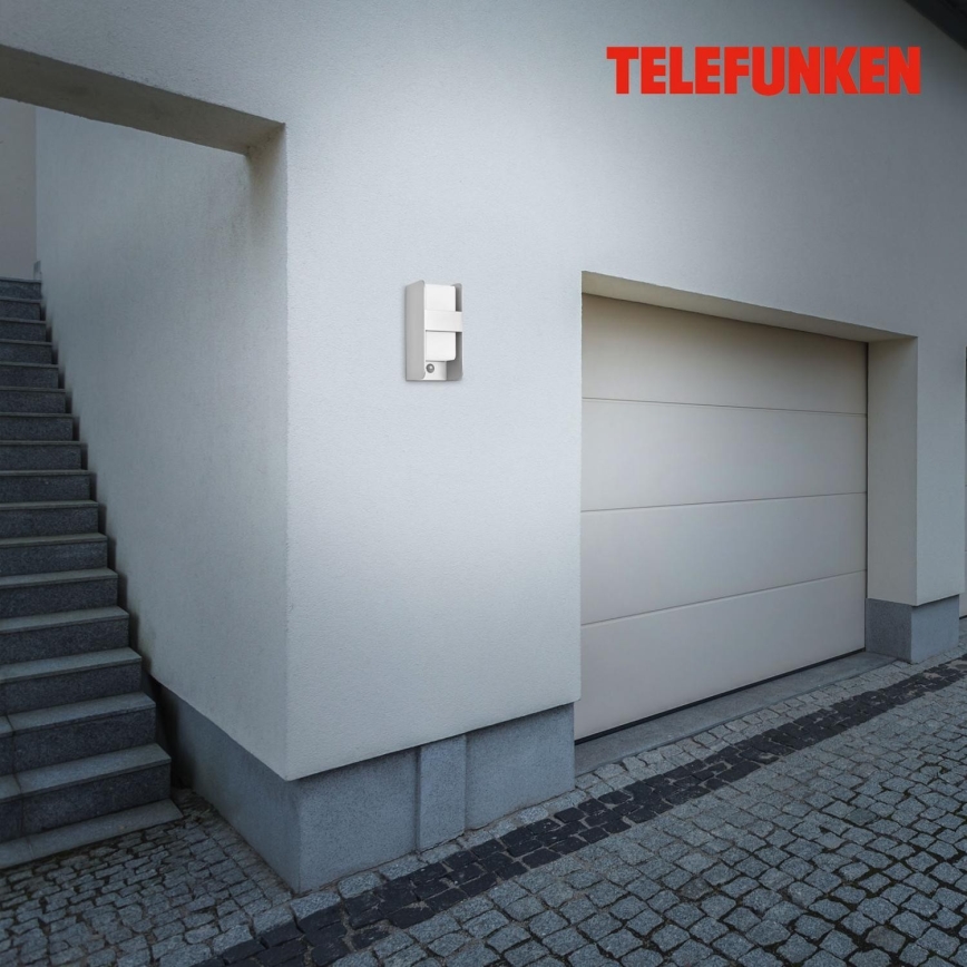 Telefunken 321104TF - Уличный настенный светильник с датчиком 1xE27/12W/230V IP44 белый