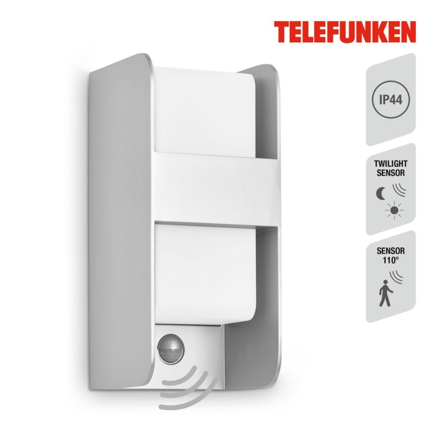Telefunken 321104TF - Вуличний настінний світильник з датчиком 1xE27/12W/230V IP44 білий