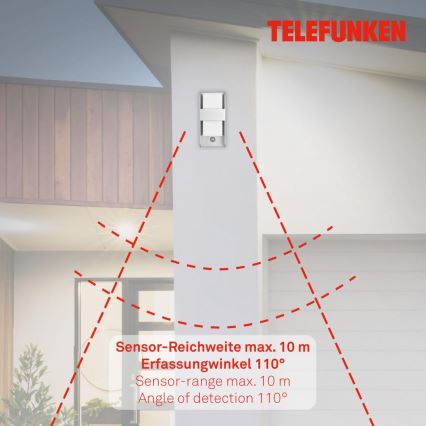 Telefunken 321104TF - Вуличний настінний світильник з датчиком 1xE27/12W/230V IP44 білий