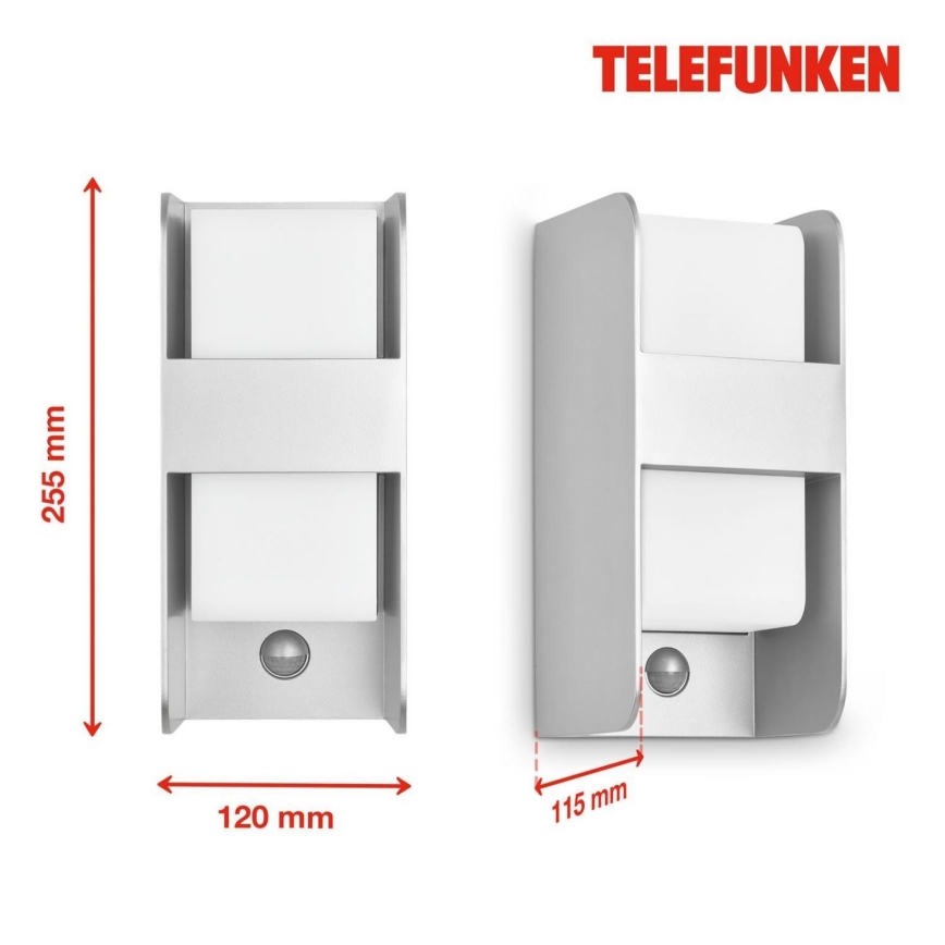 Telefunken 321104TF - Вуличний настінний світильник з датчиком 1xE27/12W/230V IP44 білий