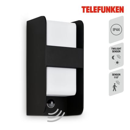 Telefunken 321105TF - Уличный настенный светильник с датчиком 1xE27/12W/230V IP44 черный