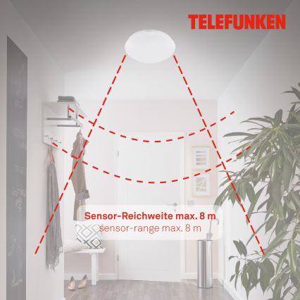 Telefunken 601206TF - Світлодіодний стельовий світильник для ванної кімнати з датчиком LED/15W/230V IP44 діаметр 28 см