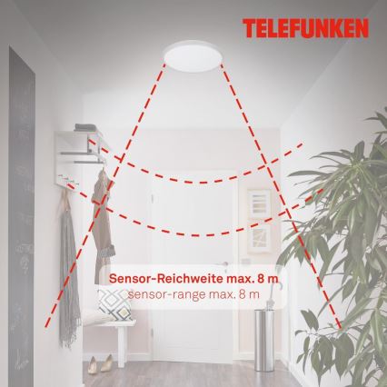 Telefunken 601604TF - Світлодіодний стельовий світильник для ванної кімнати з датчиком LED/12W/230V IP44 діаметр 29 см