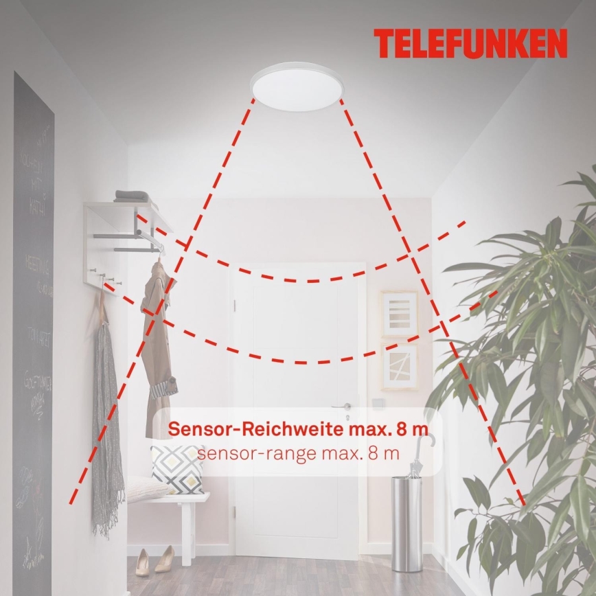 Telefunken 601604TF - Світлодіодний стельовий світильник для ванної кімнати з датчиком LED/12W/230V IP44 діаметр 29 см