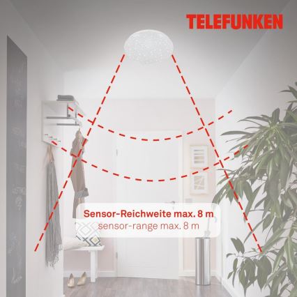 Telefunken 601706TF - Светодиодный потолочный светильник с датчиком LED/12W/230V диаметр 27 см