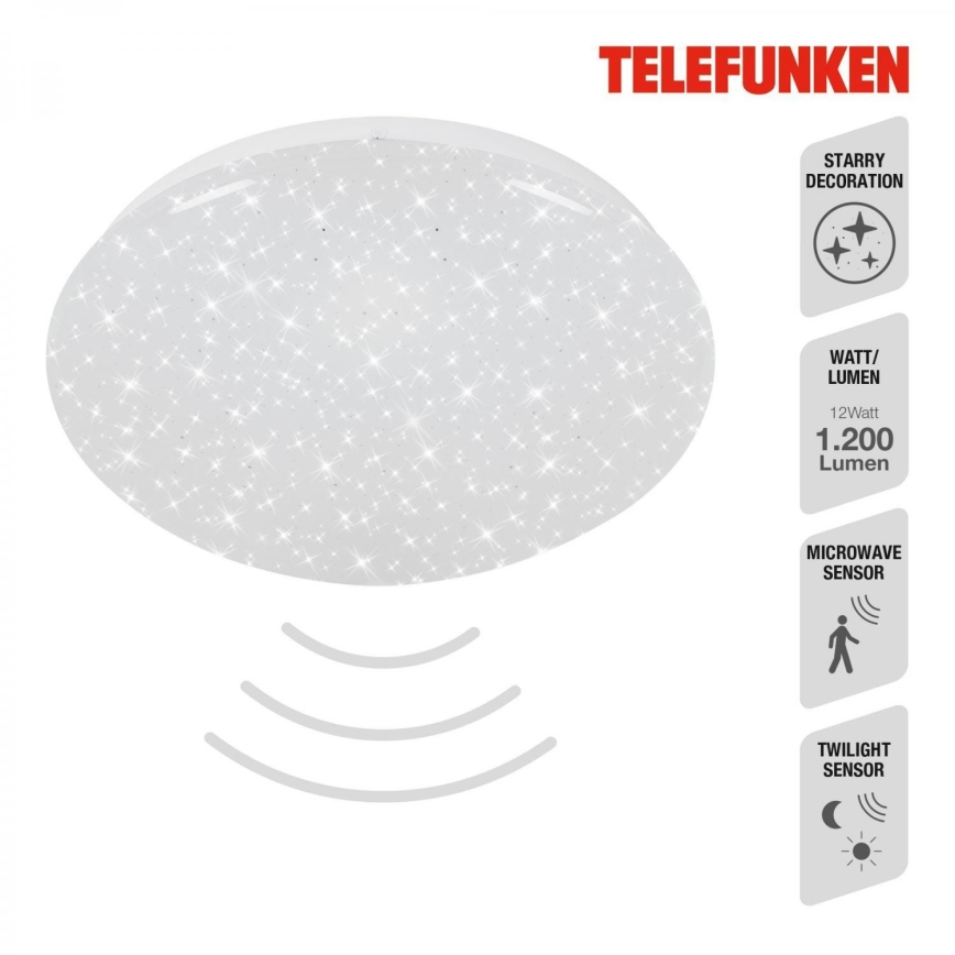 Telefunken 601706TF - Світлодіодний стельовий світильник з датчиком LED/12W/230V діаметр 27 см