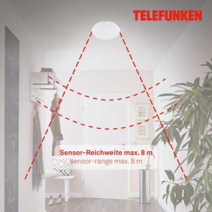Telefunken 602006TF - Світлодіодний стельовий світильник для ванної кімнати з датчиком LED/15W/230V IP44 4000K