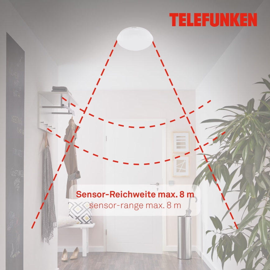 Telefunken 602006TF - Світлодіодний стельовий світильник для ванної кімнати з датчиком LED/15W/230V IP44 4000K