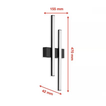 Telefunken - LED зовнішній настінний світильник 2xLED/4W/230V IP44 чорний