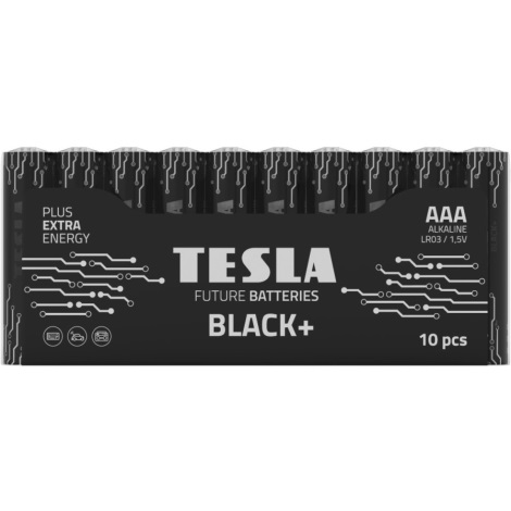 Tesla Batteries - 10 шт. Лужна батарейка AAA BLACK+ 1,5V
