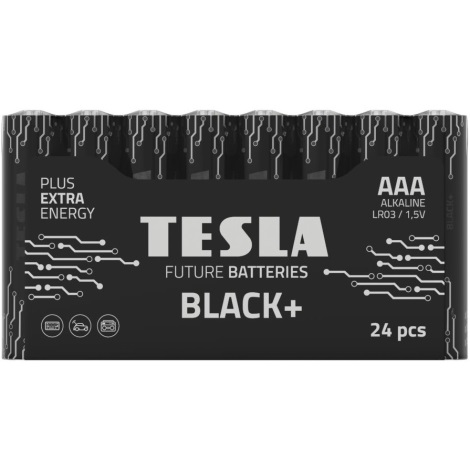 Tesla Batteries - 24 шт. Лужна батарейка AAA BLACK+ 1,5V