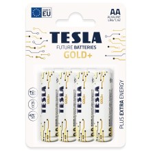 Tesla Batteries - 4 шт. Лужна батарейка AA GOLD+ 1,5V